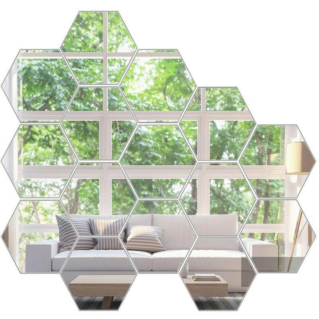 12/36pcs Art Mirror Hexagon Removable Acrylic Wall Stickers DIY Room Decor