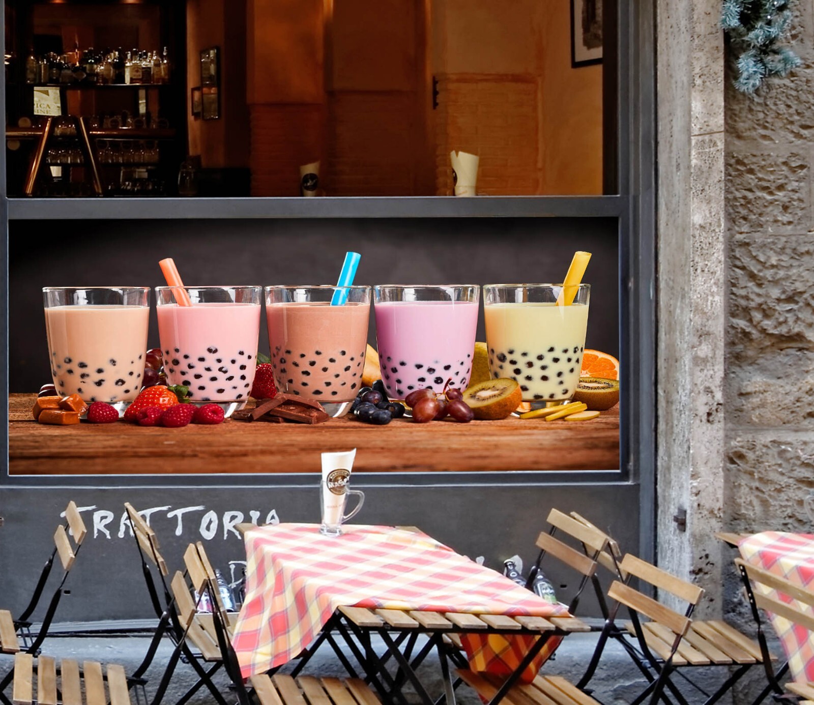 3D Bubble Tea A001 Pearl Tea Shop Window Stickers Vinyl Wallpaper Murals Amy