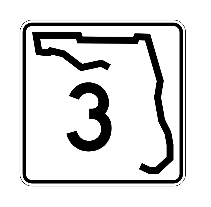Florida State Route 3 Sticker Decal R1332 Highway Sign