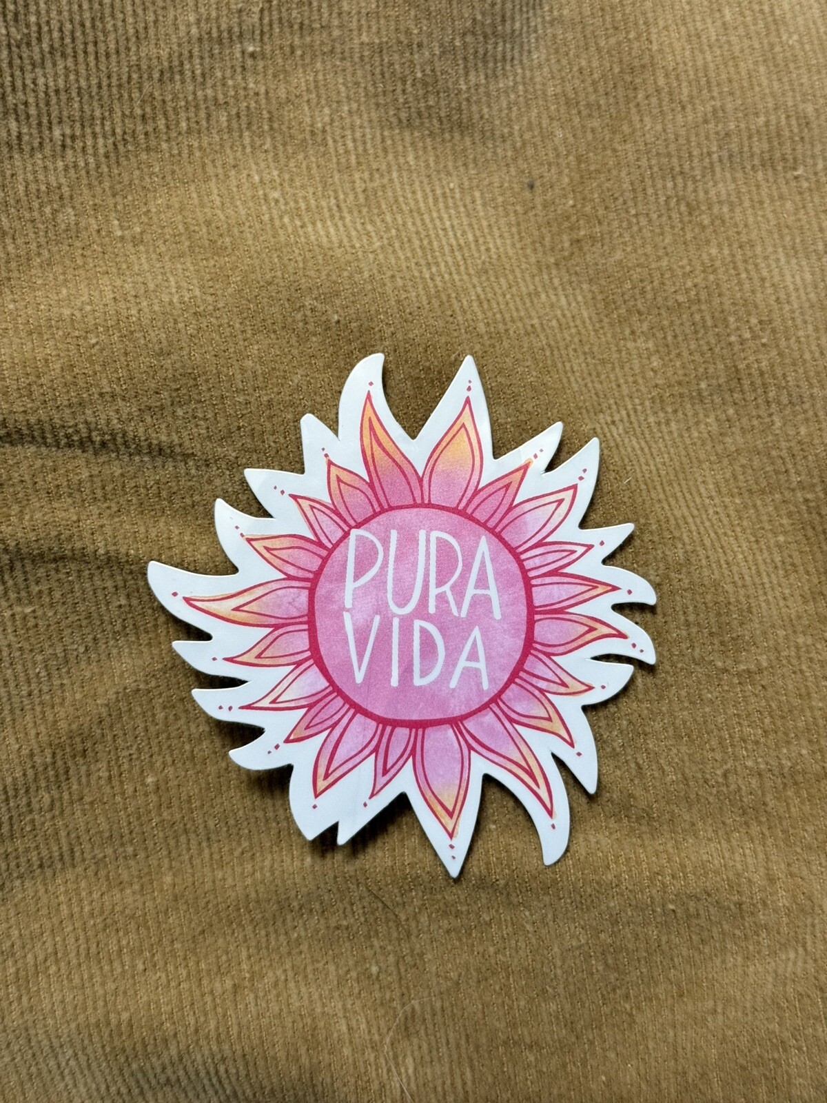 Pura Vida pink sun sticker