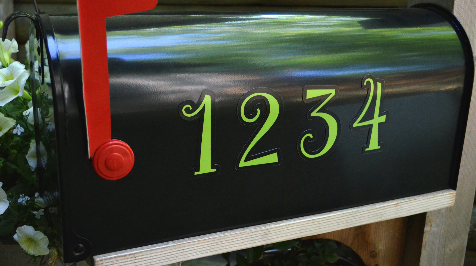 Mailbox Magnet (Partial Cover) Address Numbers Green Black Mail Box Set of 4