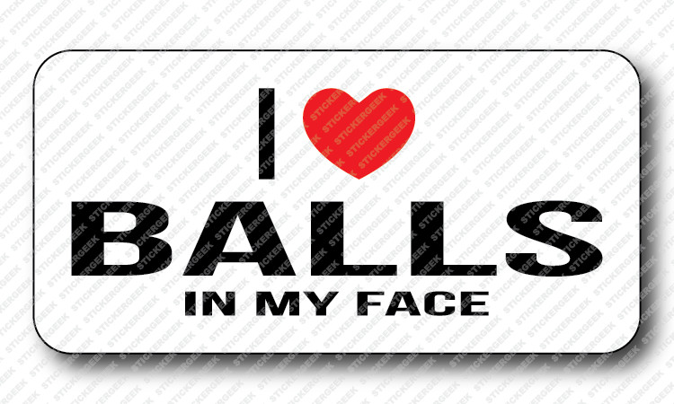I Heart LOVE Balls Gag Gay Joke Hard Hat Helmet Toolbox Stickers