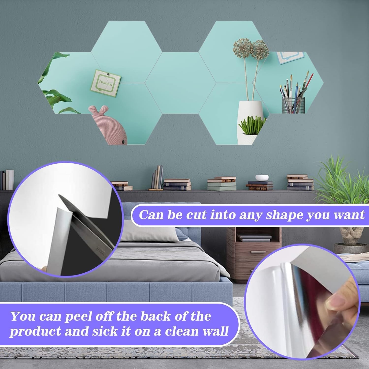 Flexible 8"x6" Acrylic Mirror Tiles – Self-Adhesive Décor for Versatile Use