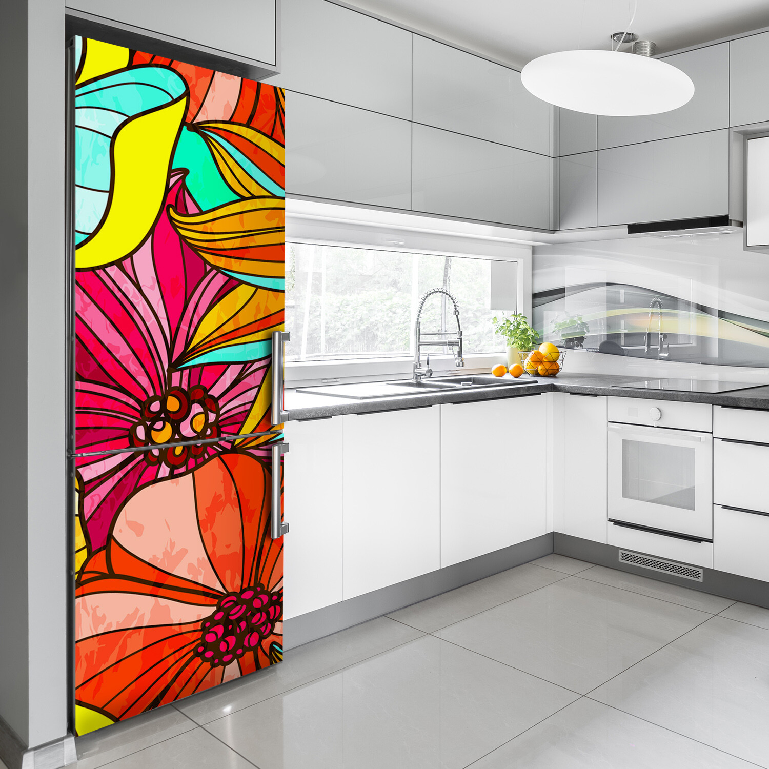 3D Refrigerator Wall Kitchen Removable Sticker Magnet Flowers Colorful flowers