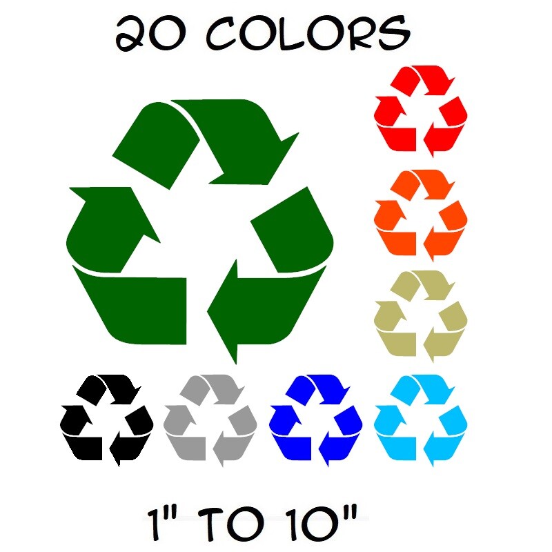 Recycle Sticker Vinyl Decal – Reuse Renew Symbol Trash Work Bin Can Home Window