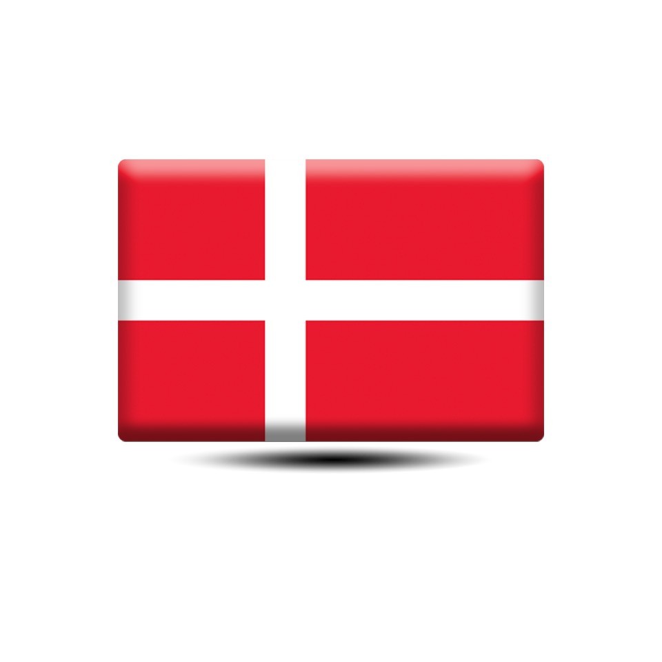 Denmark Flag Dome Sticker 3D Resin Decal Round Glossy Multiple Sizes