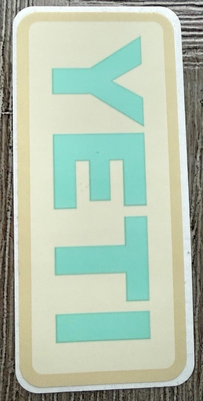 YETI AUTHENTIC STICKER Light Teal and Orange Decal Vinyl 4 Inches Collect WoW!!