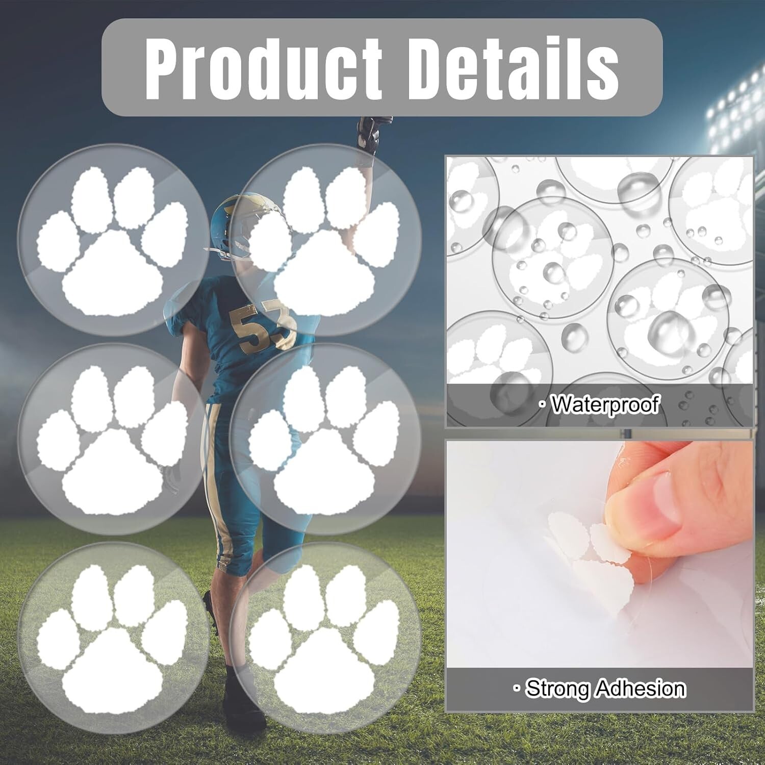 Dog Paw Helmet Stickers 200Pcs 1" Pet Paw Self Adhesive Decals Football Baseb…