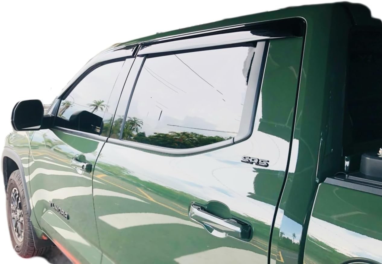 2022-2026 Tape-On Rain Guards for Toyota Tundra CrewMax Side Window Visor Deflec