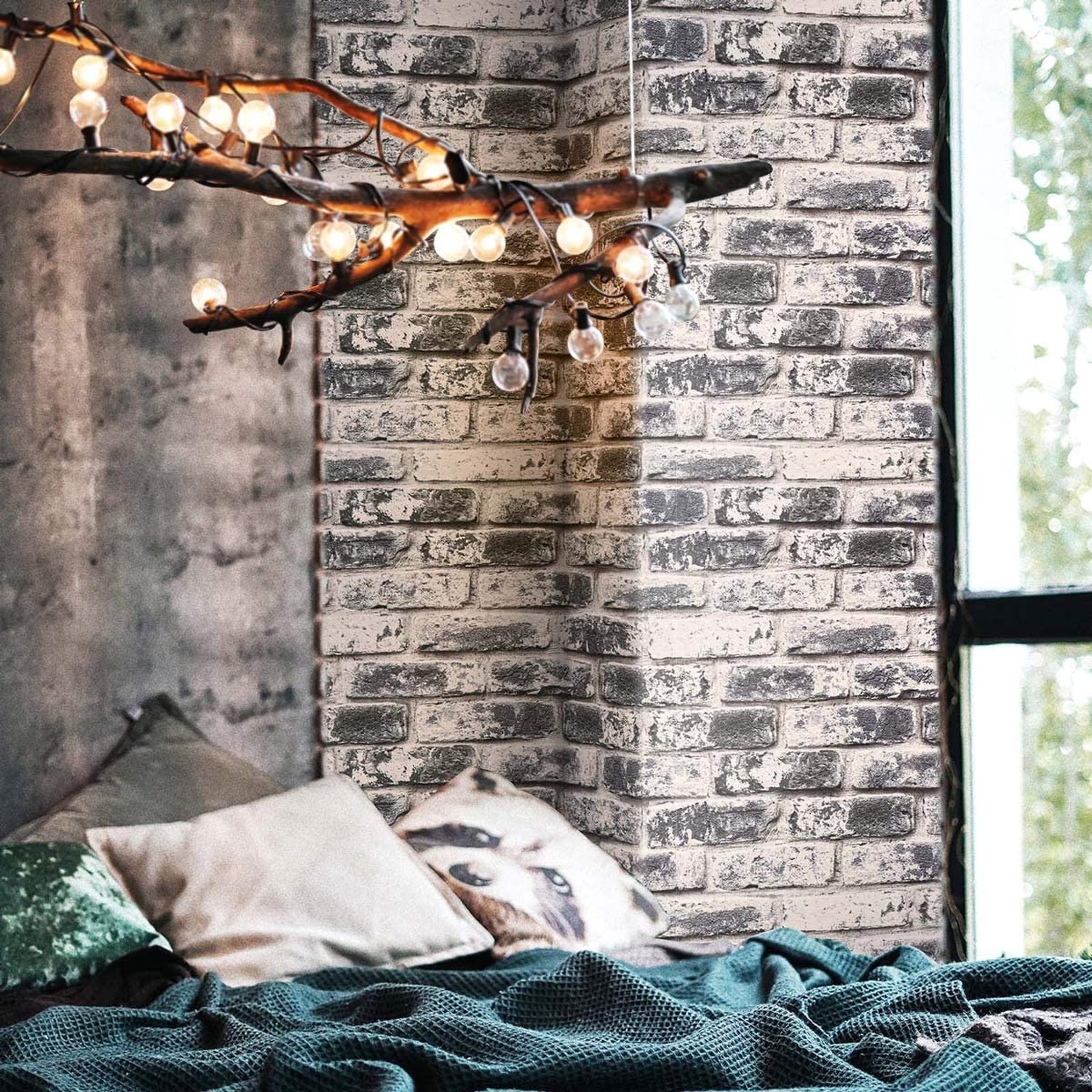 Cohoo Home Grey Brick Wallpaper Peel and Stick Contact Paper for Walls Self-A…