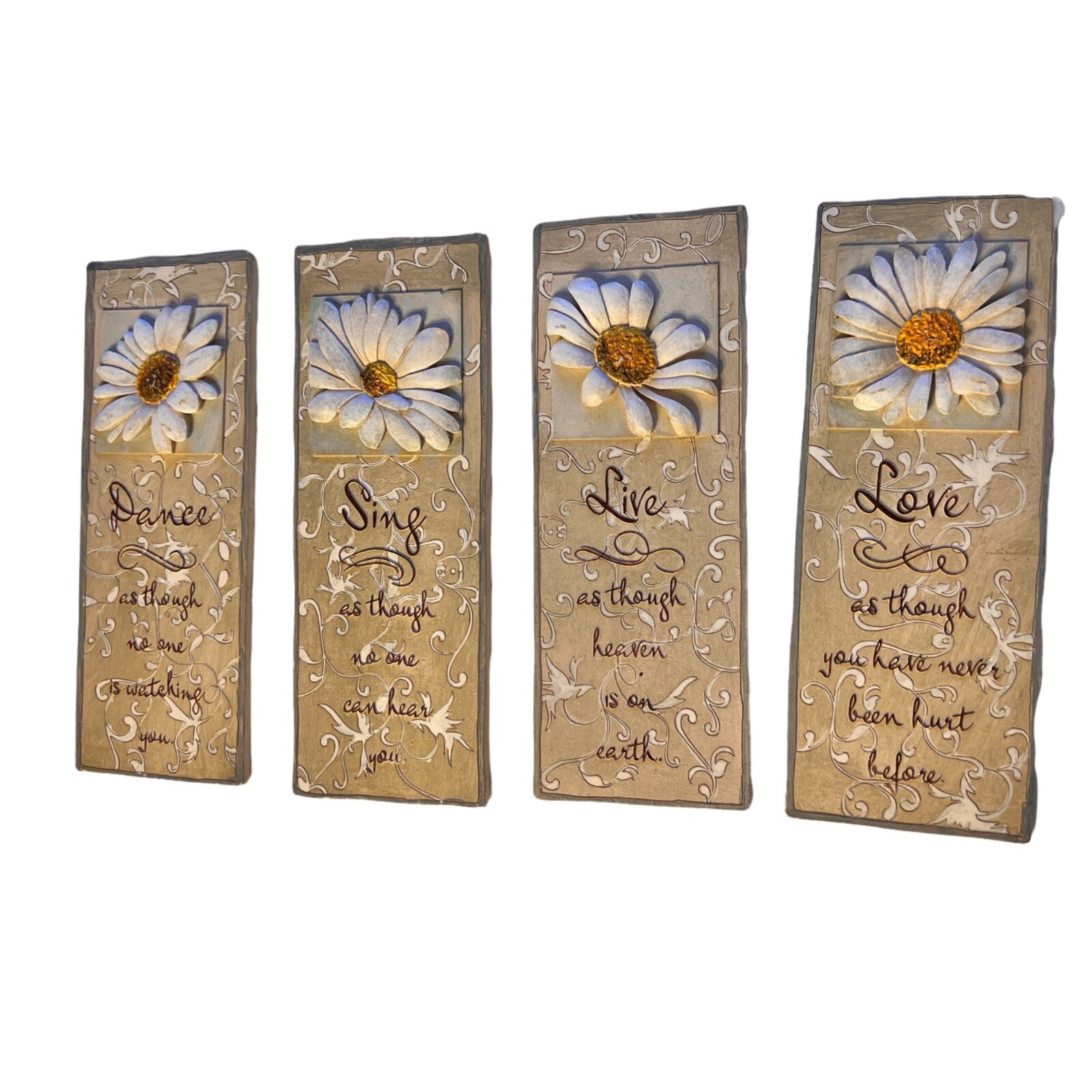 Ceramic Wall Decor Sunflowers Plaques Sing, Love, Dance, And Live Sku 4Plague