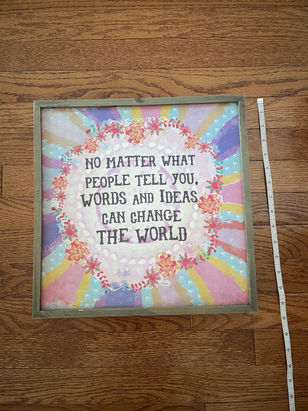 NATURAL LIFE Pastel Rainbow Change the World Boho Wooded Wall Art
