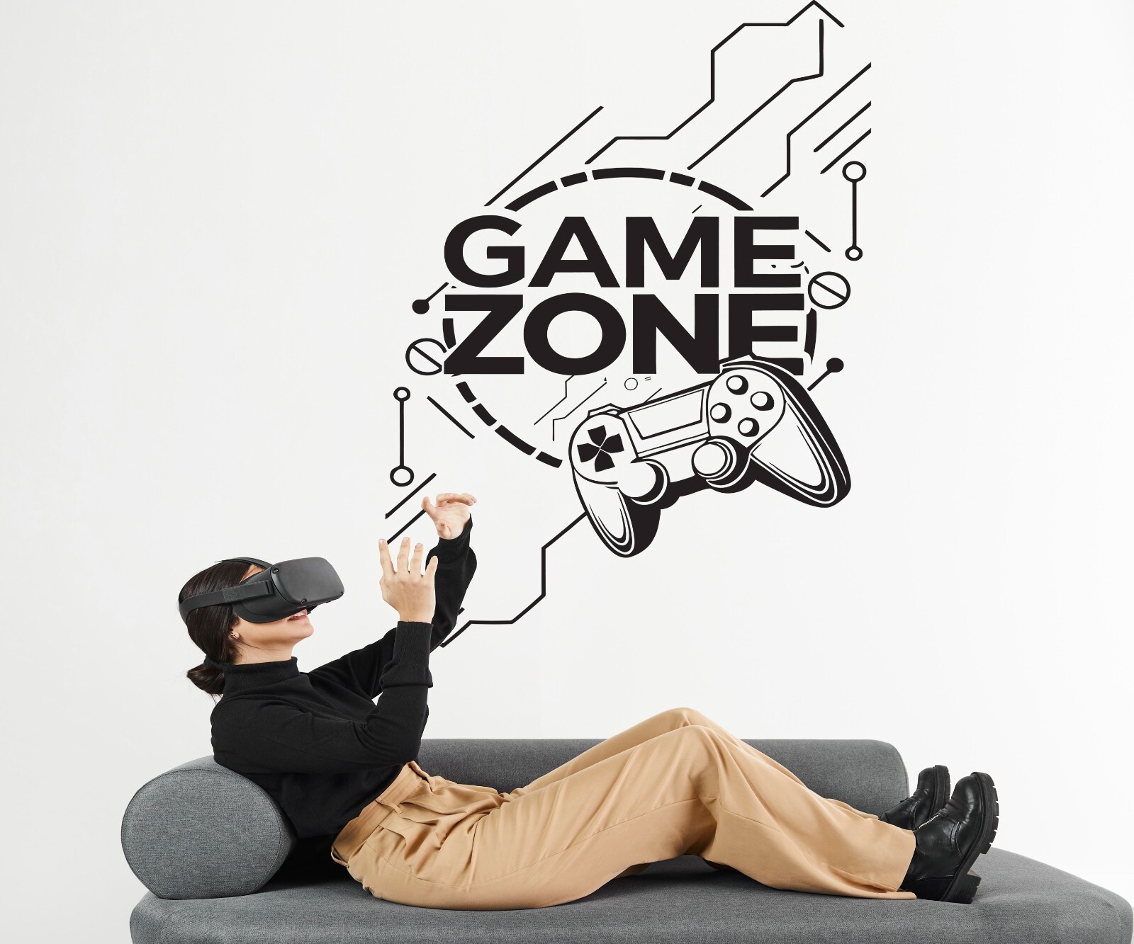 Game Zone Wall Decal for Gamers, Gaming Room Sticker PS Game Controller se263