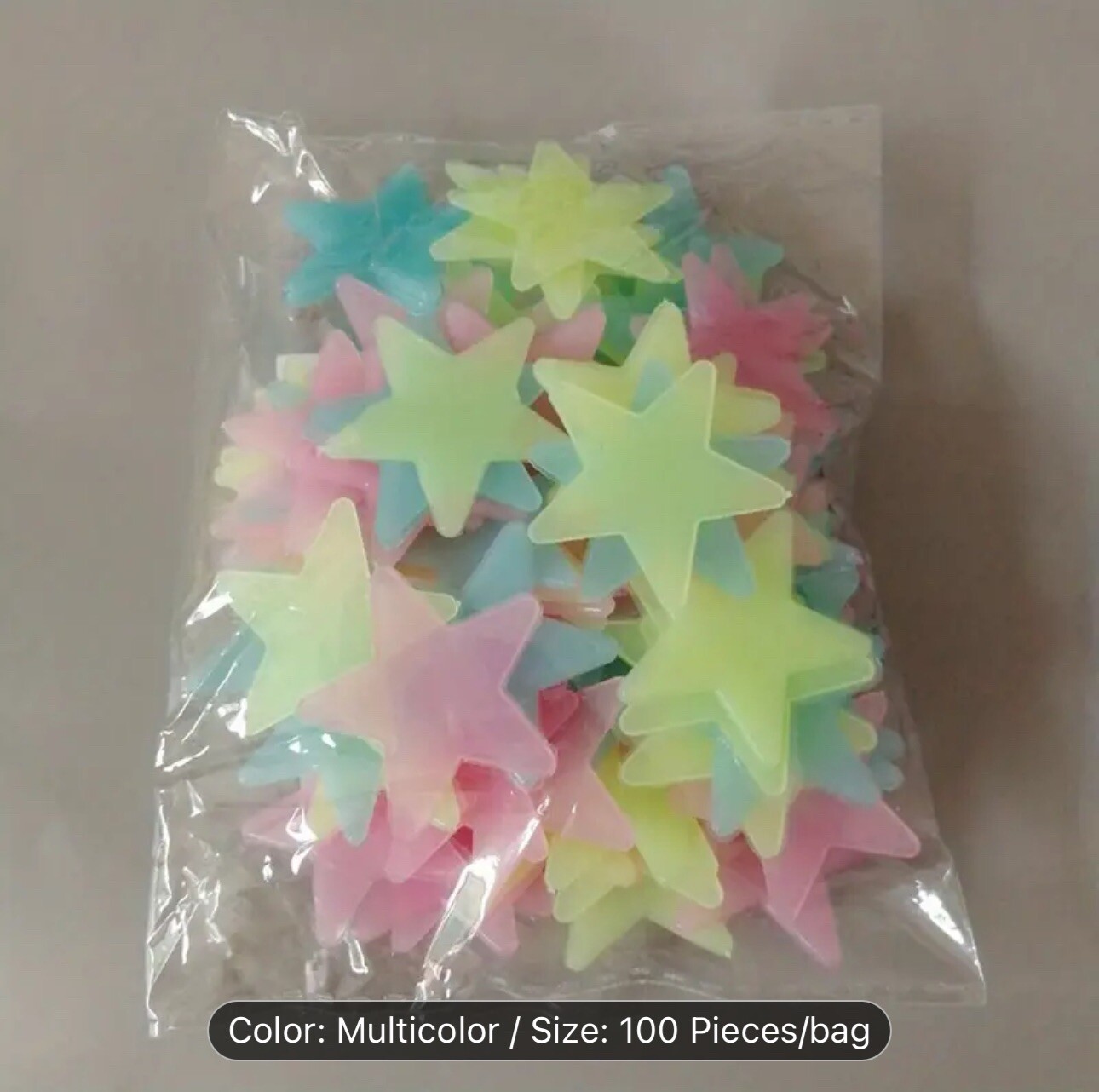 100PCS 3CM Luminous Star Wall Sticker Luminous Fluorescent 3D Kids Bedroom
