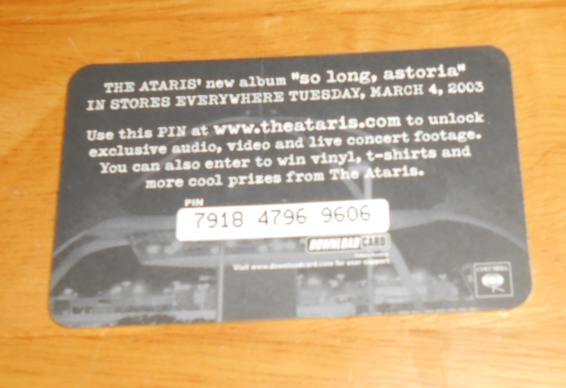 The Ataris So Long, Astoria Card Handbill Original Promo 3.5×2
