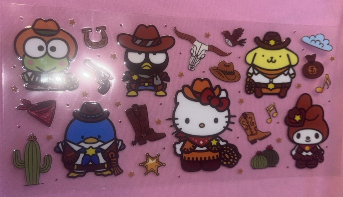 3 Sanrio Hello Kitty & Friends Cup Wraps UV DTF Assorted Pompompurin Keroppi NEW
