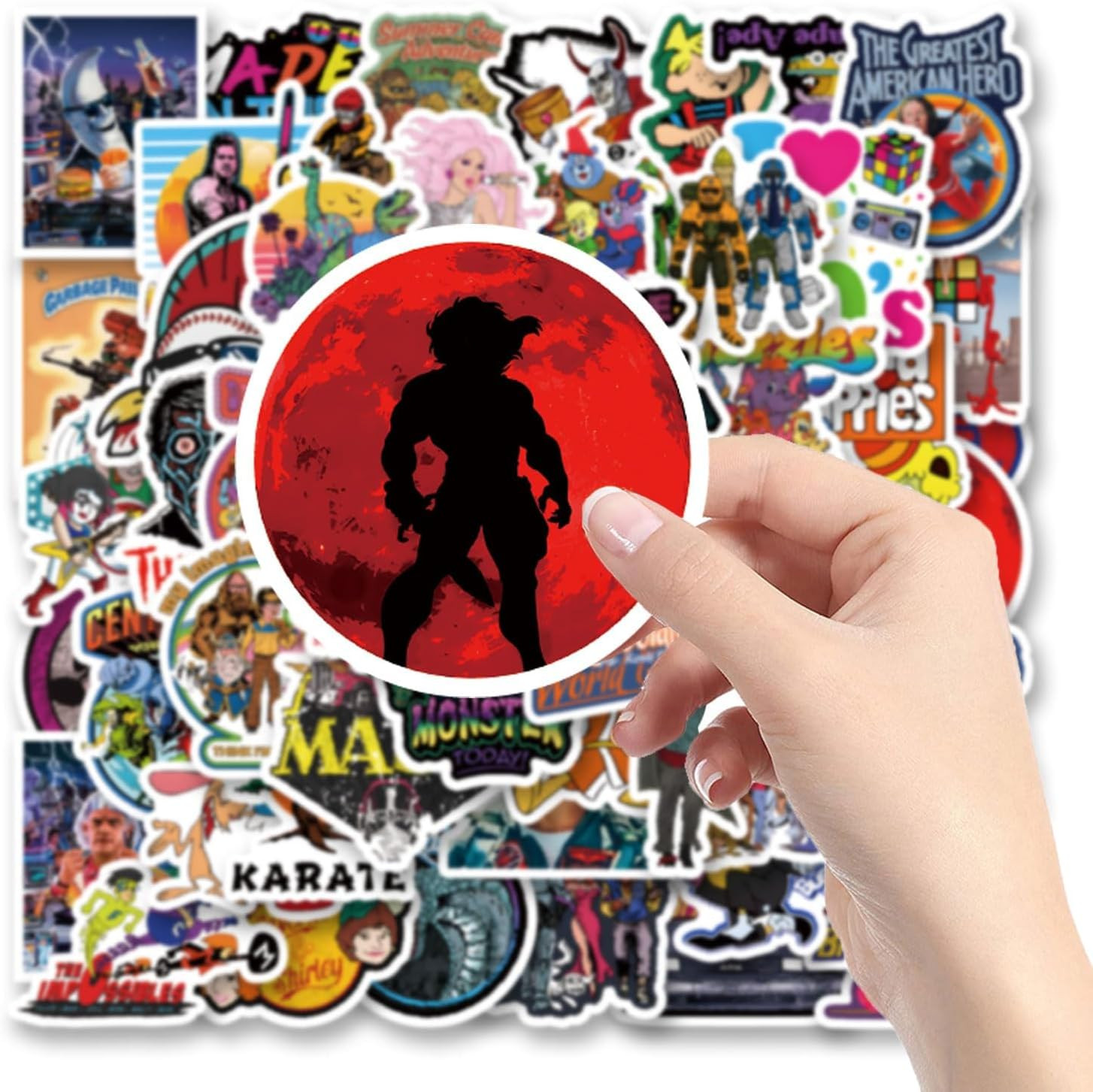 60Pcs 80S Stickers Pack, Classic Animation Aesthetic Vinyl Waterproof Decals for
