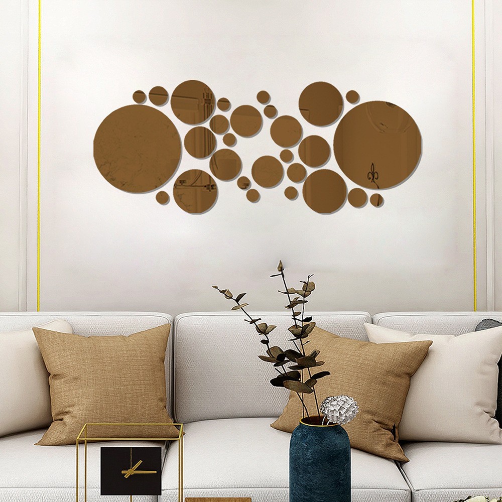 3D Acrylic Mirror Circle Wall Stickers Big & Small Round Home Decoration