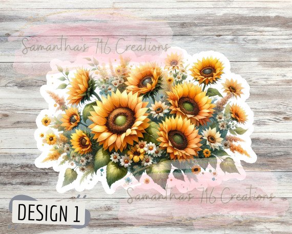 Sunflower Vinyl Stickers 3" For Laptops, Cups, Etc. Indoor, Water Resistant
