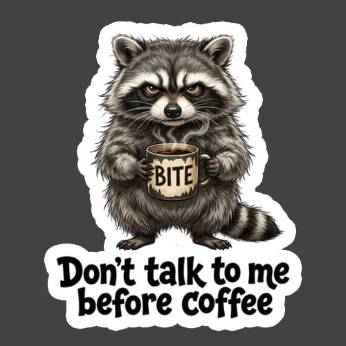 Raccoon Sticker Vinyl Decal Don't Talk To Me Before Coffee Funny Gift