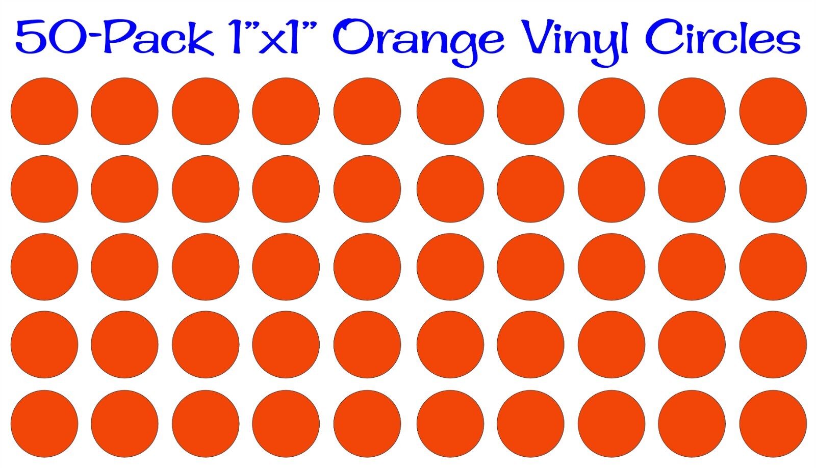 50 pack – 1"x1" Round Orange Vinyl Stickers / Decals Circles Polka Dots Die Cut