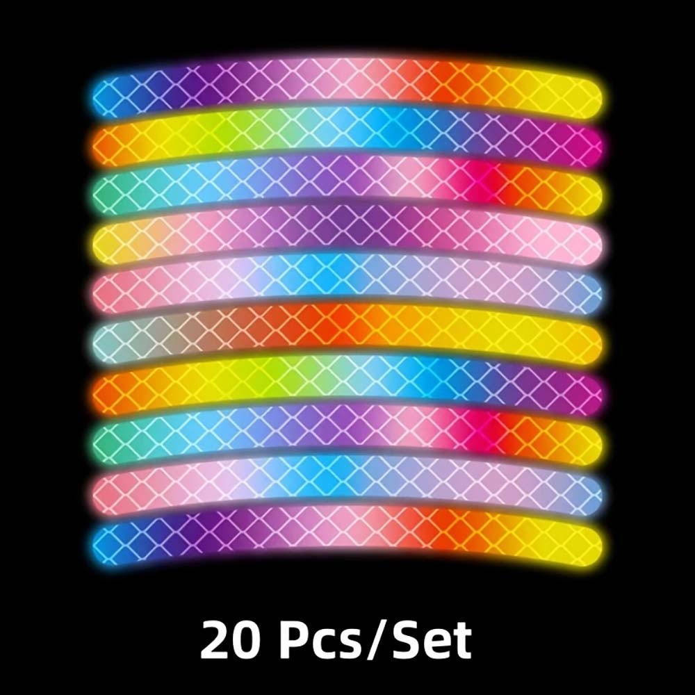 20PCS Non-Damaging Lightweight Compact 20PCS Bicycle Striped Reflective Stickers