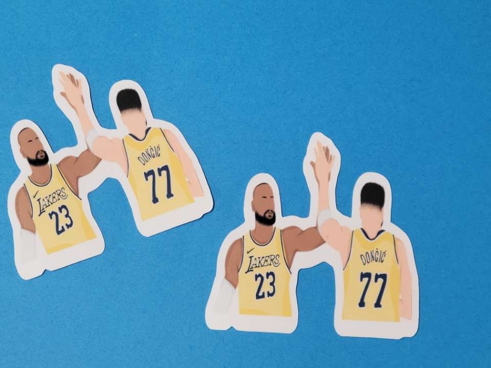 Lebron James Luka Doncic LA Lakers Basketball Glossy Sticker Vinyl Laminate