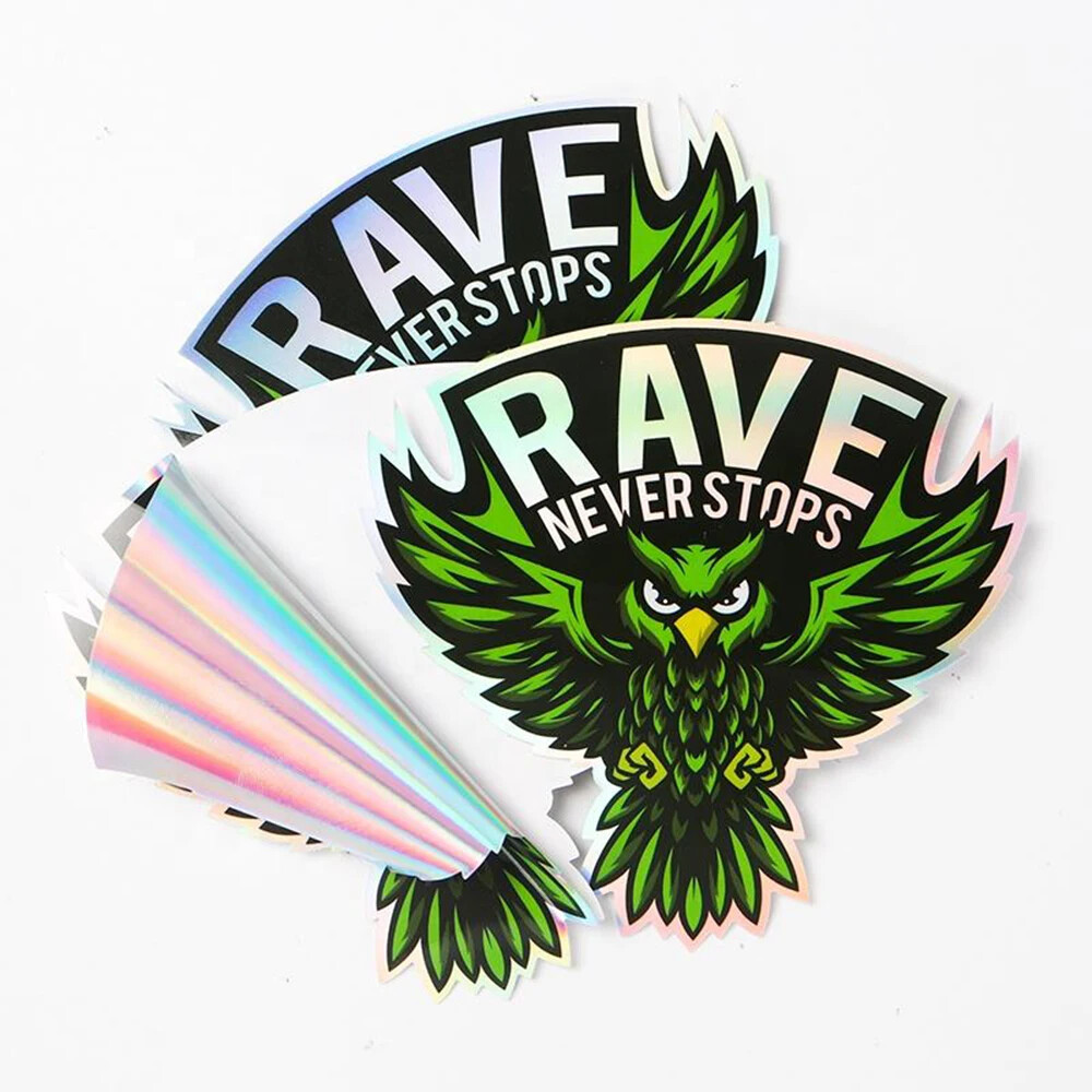 100 Holographic Stickers Custom Logo Name Waterproof Laser Silver Die Cut Vinyl