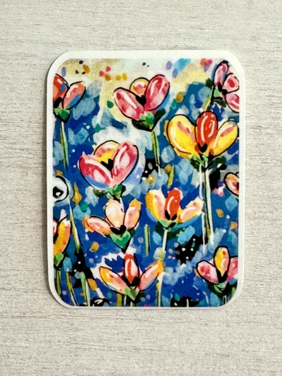 Floral Pattern Sticker, ACEO Bright Color Flower Cute Sticker, Decal, Waterproof