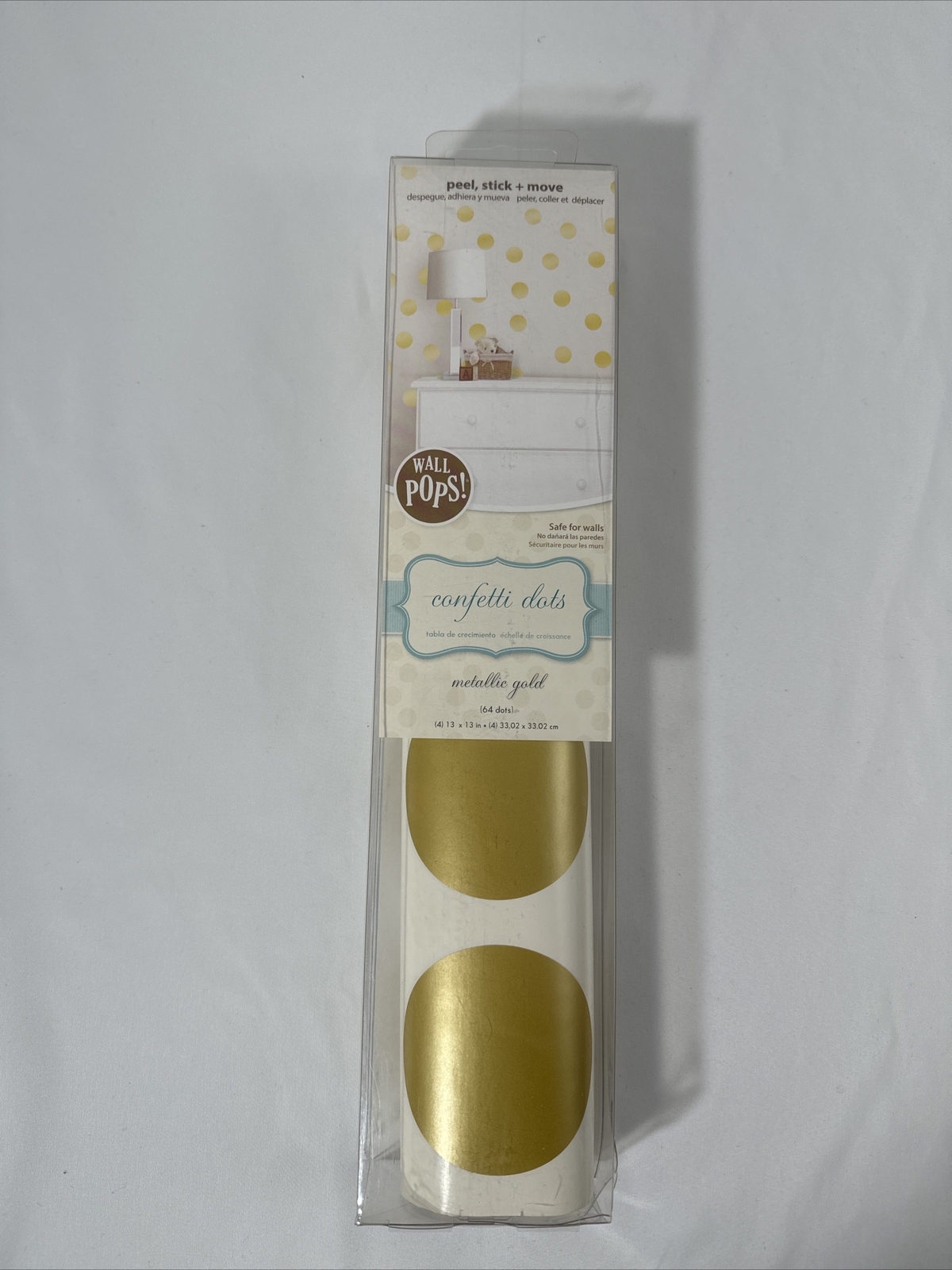 WallPops Metallic Gold Confetti Dot Wall Decals 64 Pack Peel Stick Wall Decor