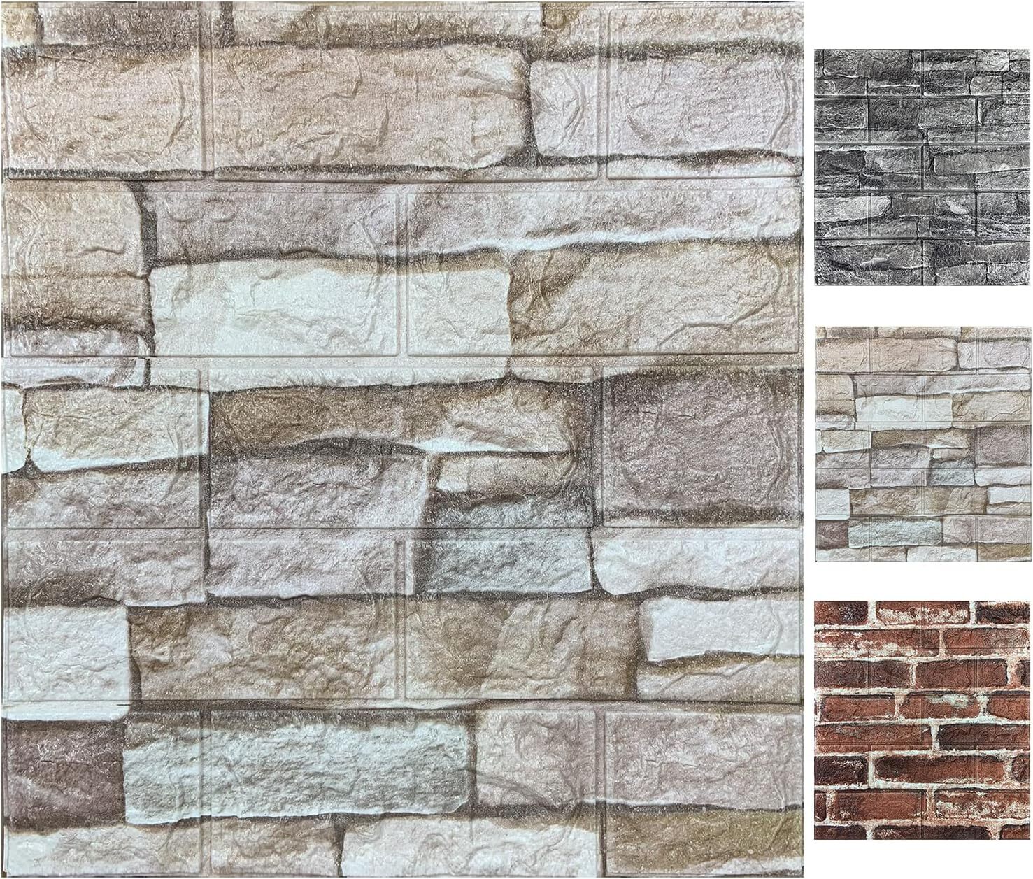 10 Pcs 3D Tile Brick Wall Sticker Self-adhesive Foam Panel Wallpaper 38*35