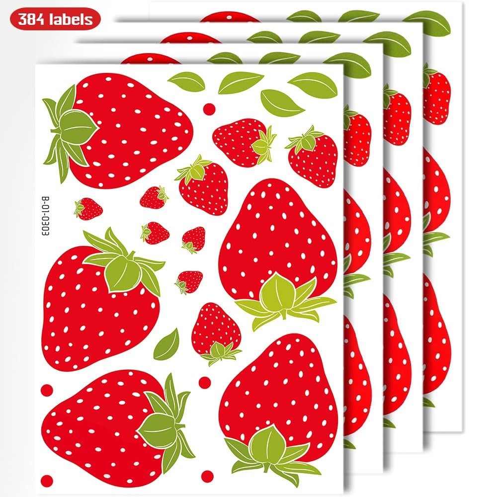 4sheets Strawberry Wall Decals, Removable Fruit Wall Stickers for Bedroom Dor…