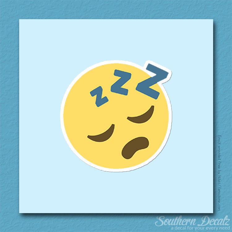 Sleeping Smiley Emoji – Vinyl Decal Sticker – c130 – 3.75" x 3.75"