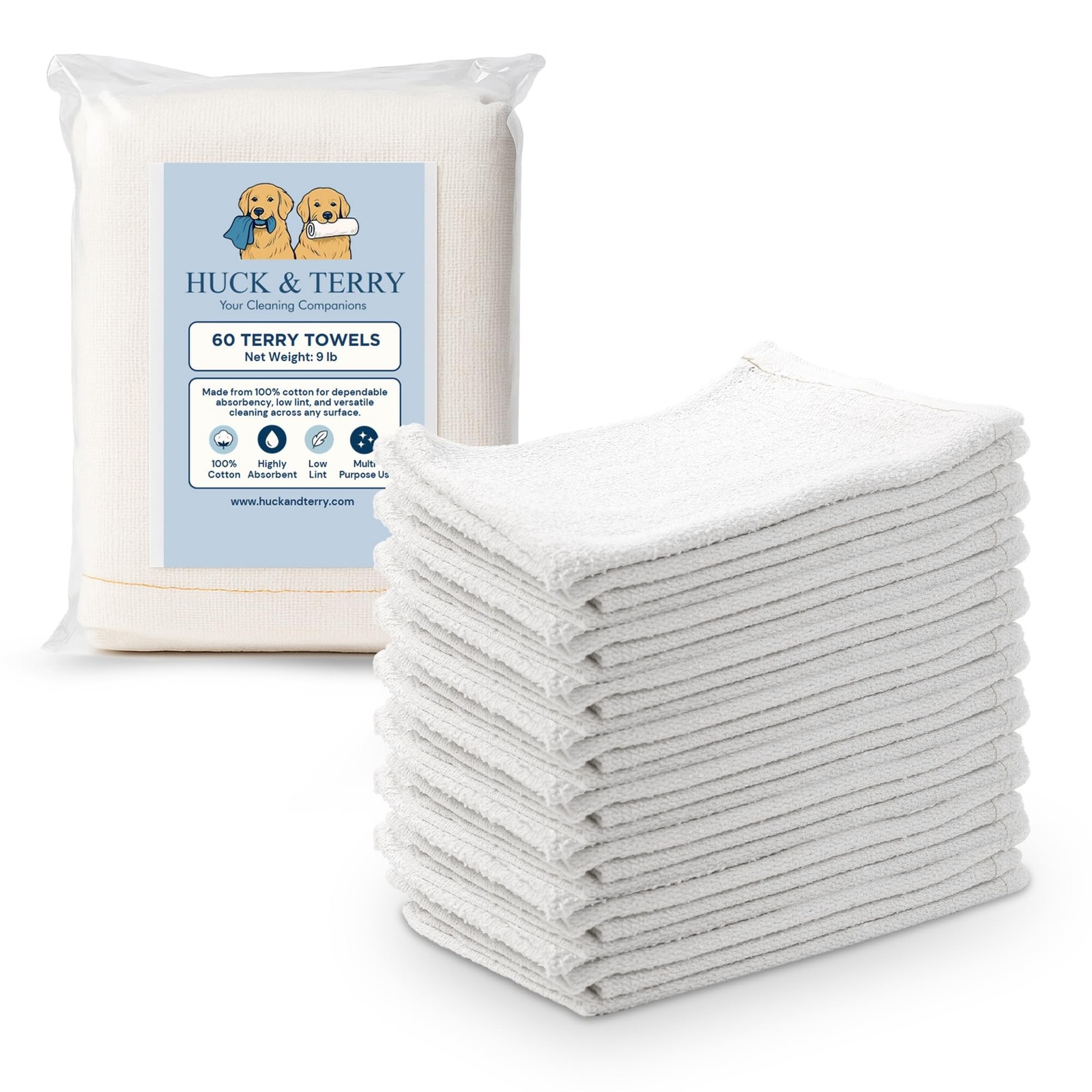Terry Cloth Rags for Cleaning (60PCS), Bag of Rags White, 100% Cotton Bar Mop…