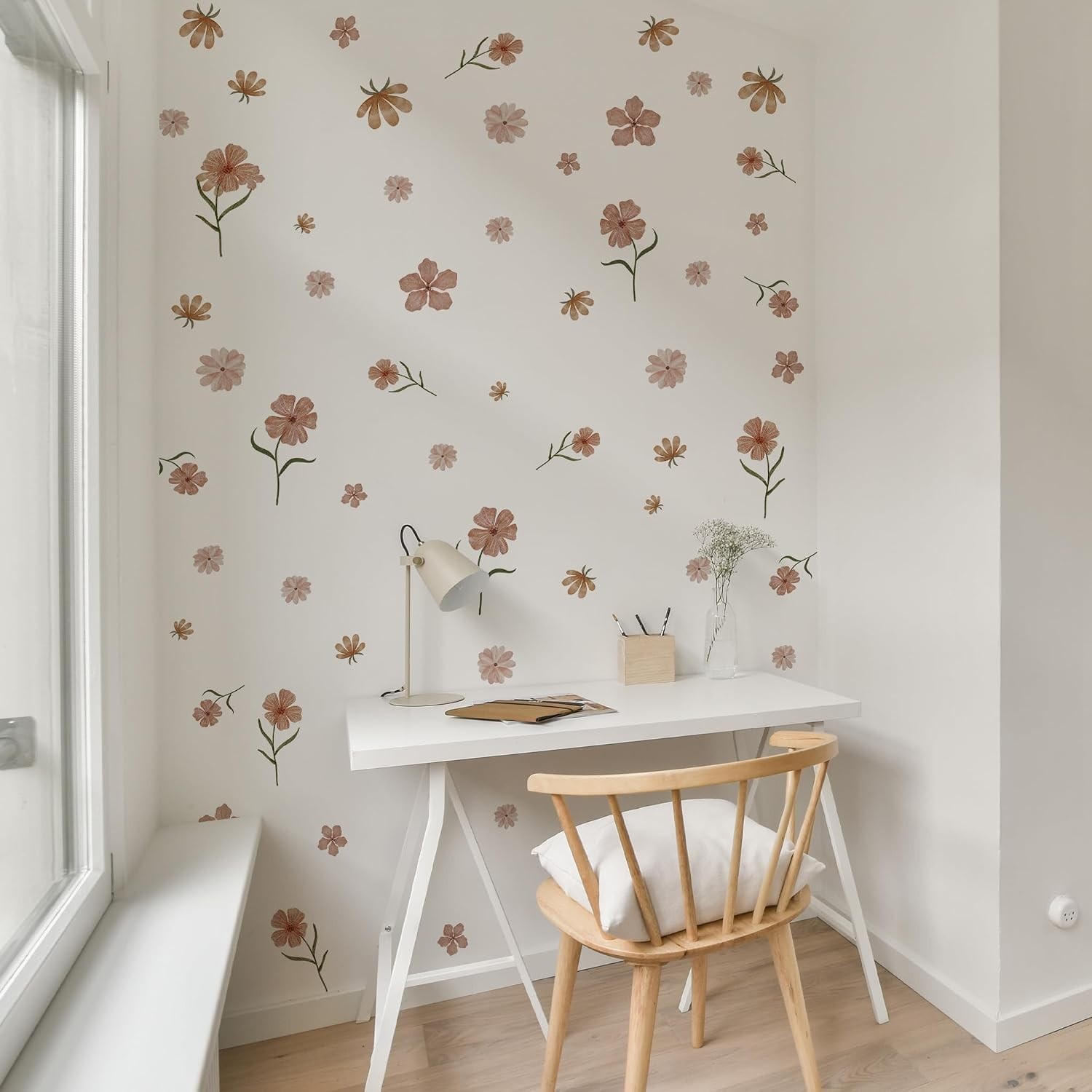 Flower Wall Decals Watercolor Wildflower Wall Art Removable Girl Room Decor