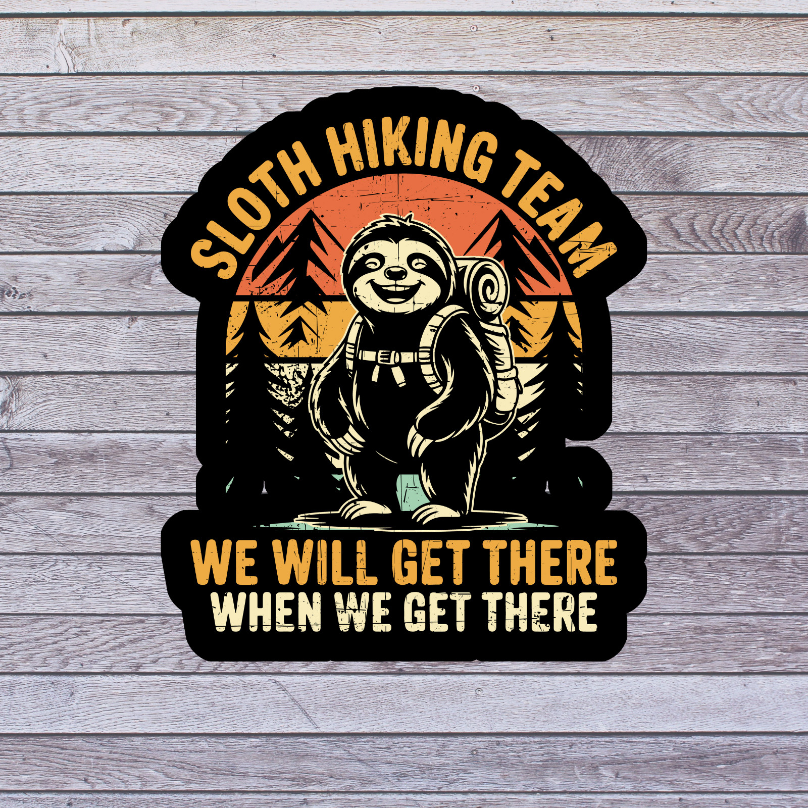 Sloth sticker vinyl decal sloth hiking team backpack mountains