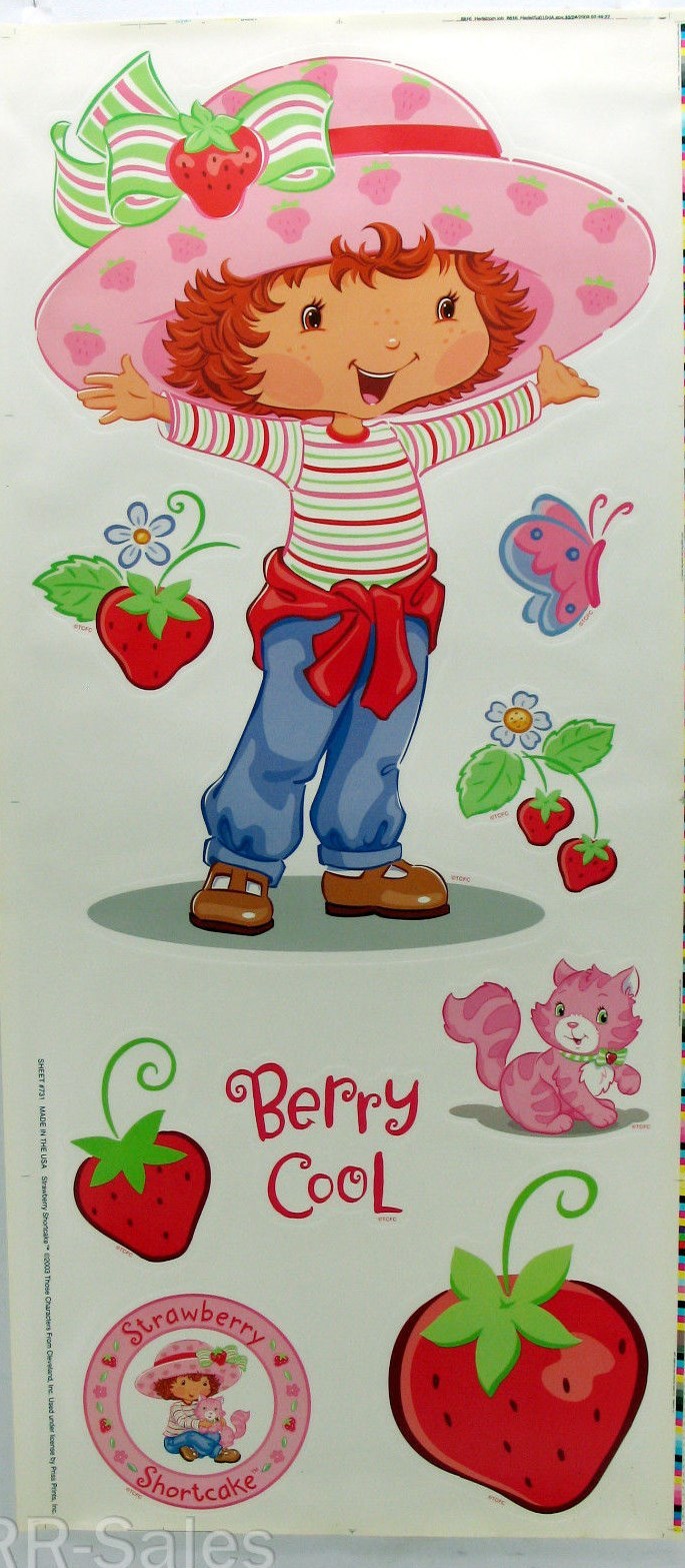 Strawberry Shortcake Kitten Butterfly Berry Cool Girl Wall Large Decal Set Decor