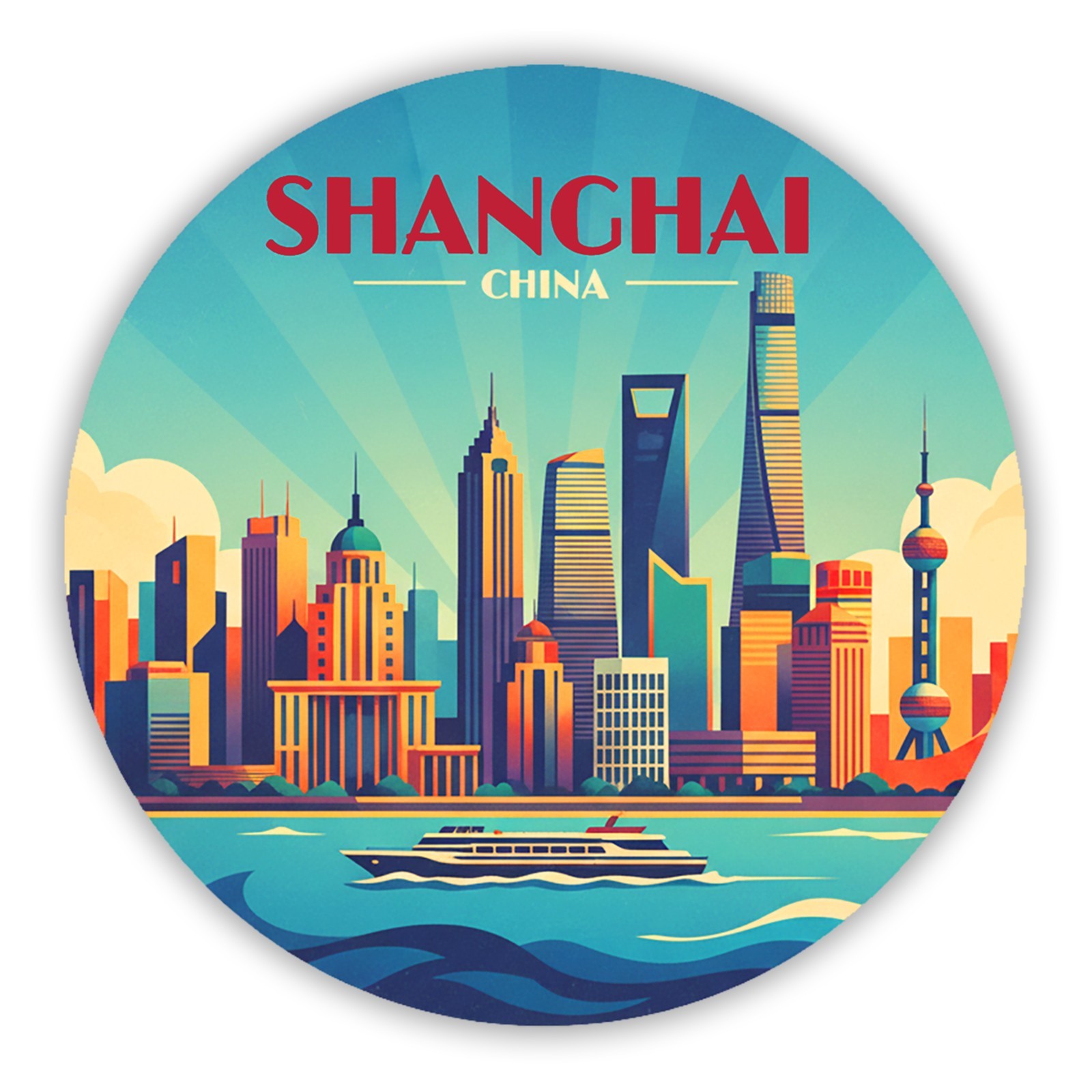Shanghai China Vintage Travel Sticker Die Cut Waterproof Vinyl Laptop Decal