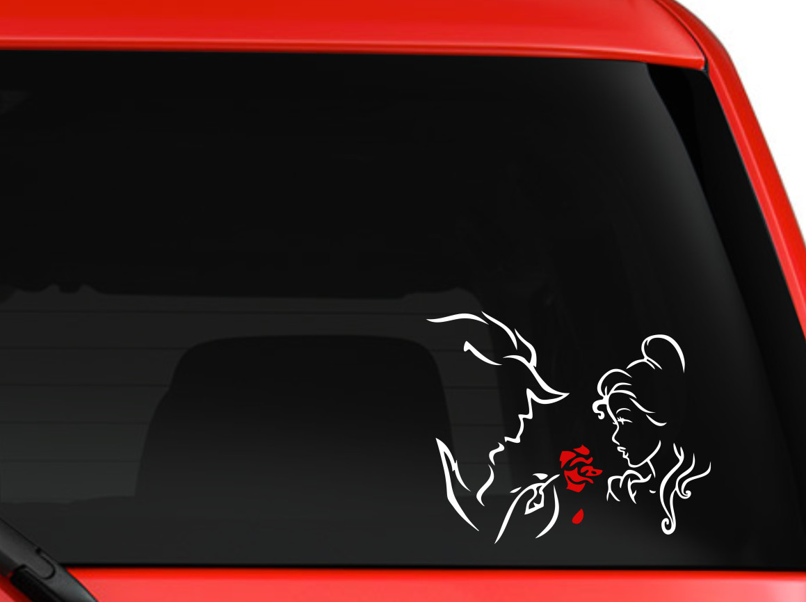 Beauty and The Beasy Decal white and Red roses 15 inches