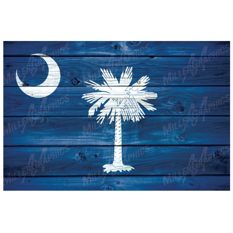 South Carolina Flag Distressed Wood Vinyl Wall Decal Sticker Graphic Art