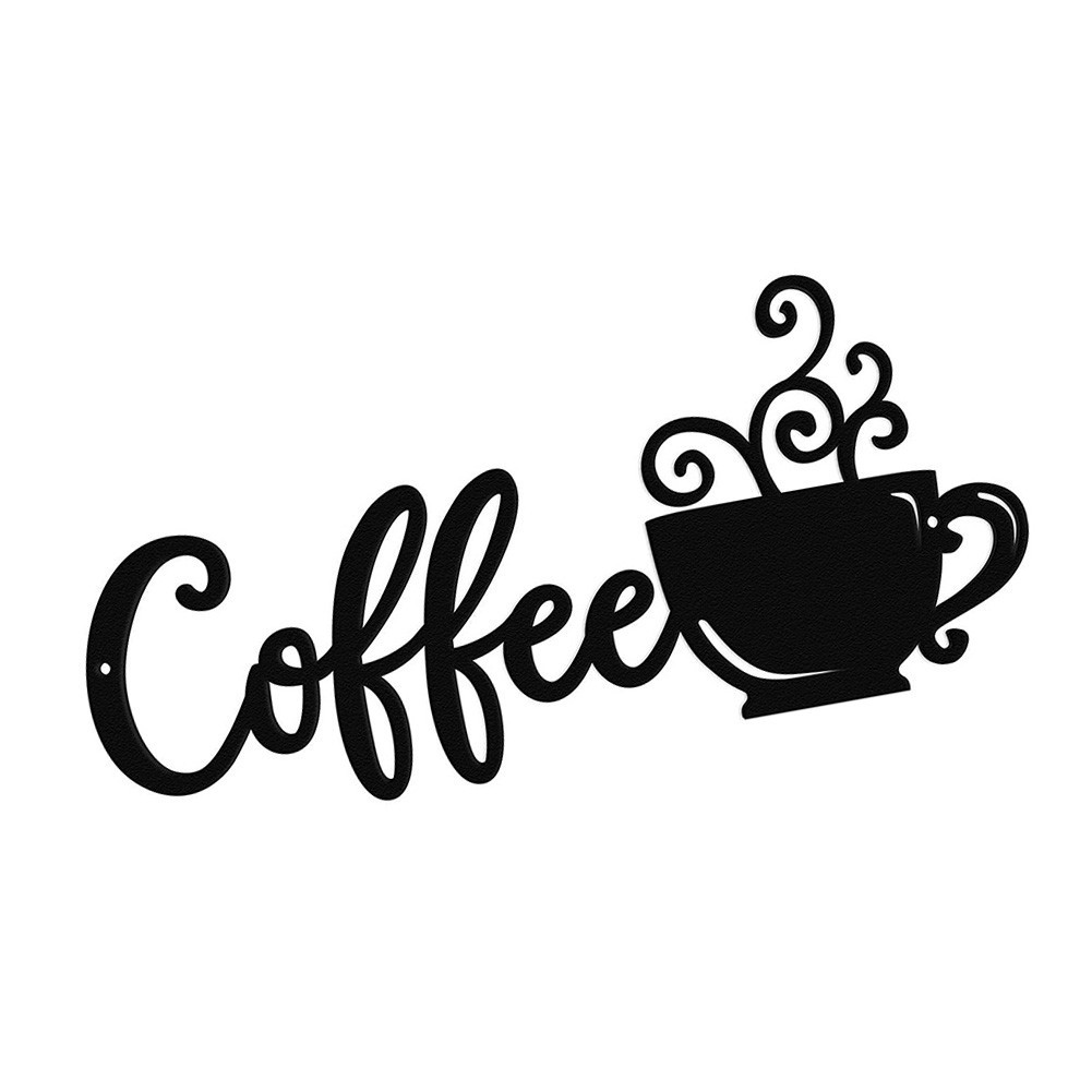 Contemporary Coffee Cup Metal Wall Art Iron Decor for Home Office 38 18cm