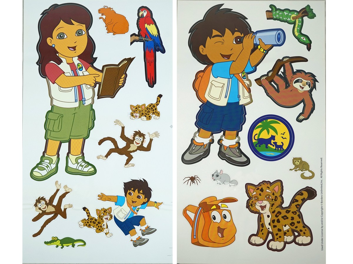 Go Diego Go Room Appliques – Set of Removable Wall Stickers – Remove & Place