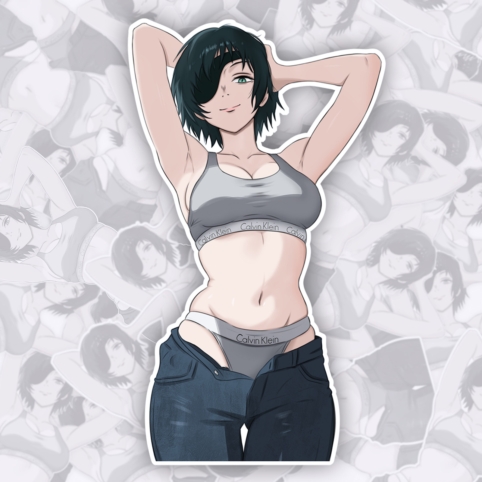 Chainsaw Man Sticker – Himeno in Calvin Klein – Flirty Vinyl Decal Gift