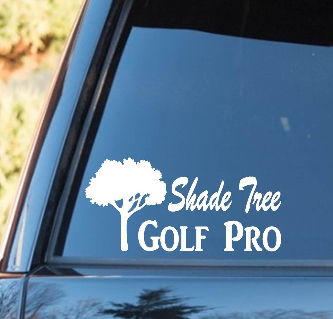 J1080 Shade Tree Golf Pro Decal Sticker Clubs Putter Irons Bag Driver Tees Art