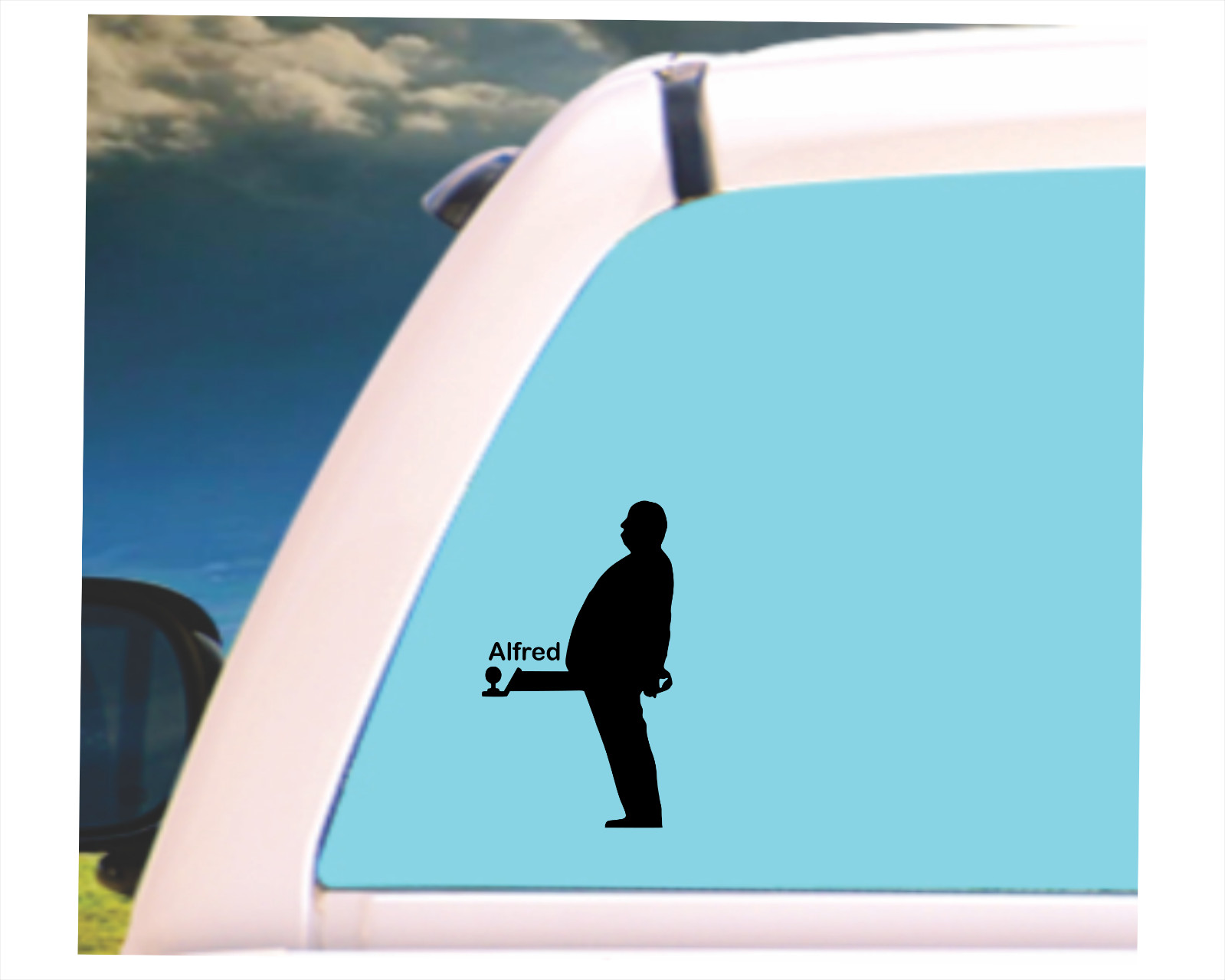 Alford Hitchcock funny vinyl decal any smooth surface glass,mirror sticker