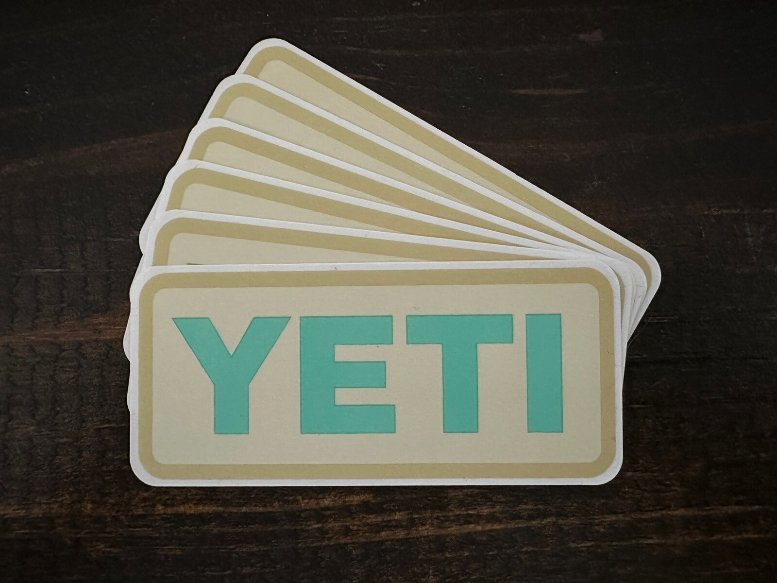 New YETI Logo Sticker Decal Beige Khaki Tan Seafoam Aqua For Cup Tumbler Cooler