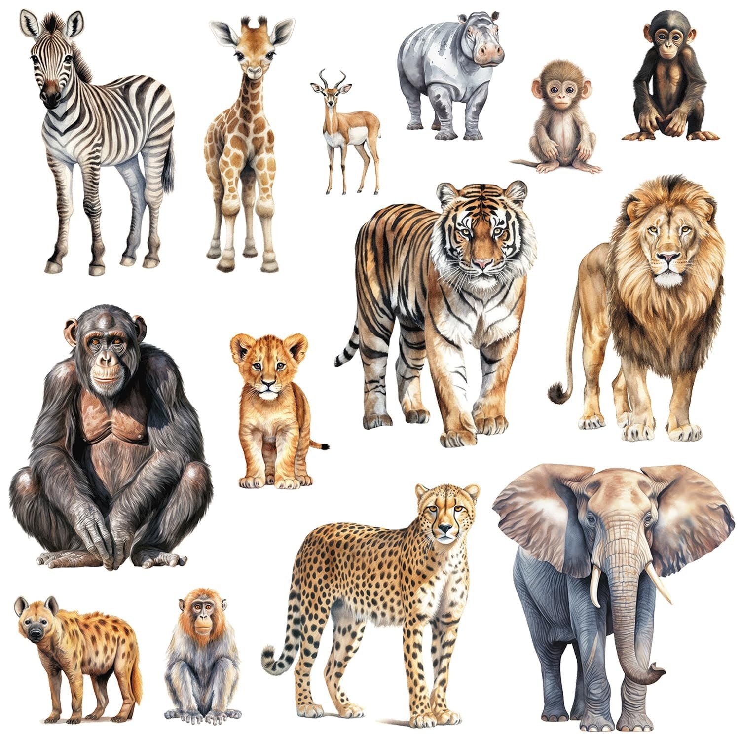 Removable 3D Nature Jungle Wild Animals Wall Stickers DIY Peel and Stick Safa…