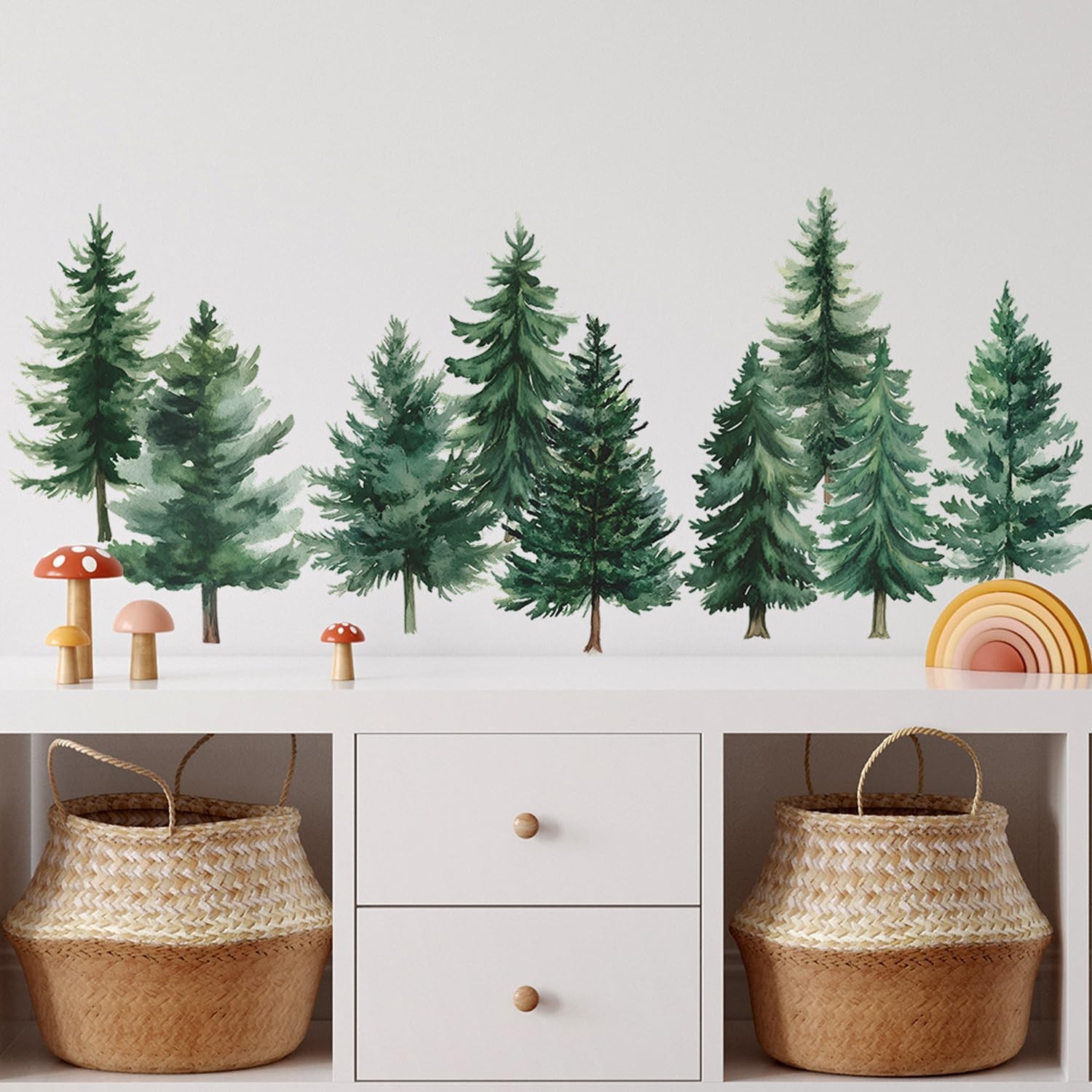 Large Woodland Nursery Decor Watercolor Pine Tree Wall Stickers Nursery Wall …