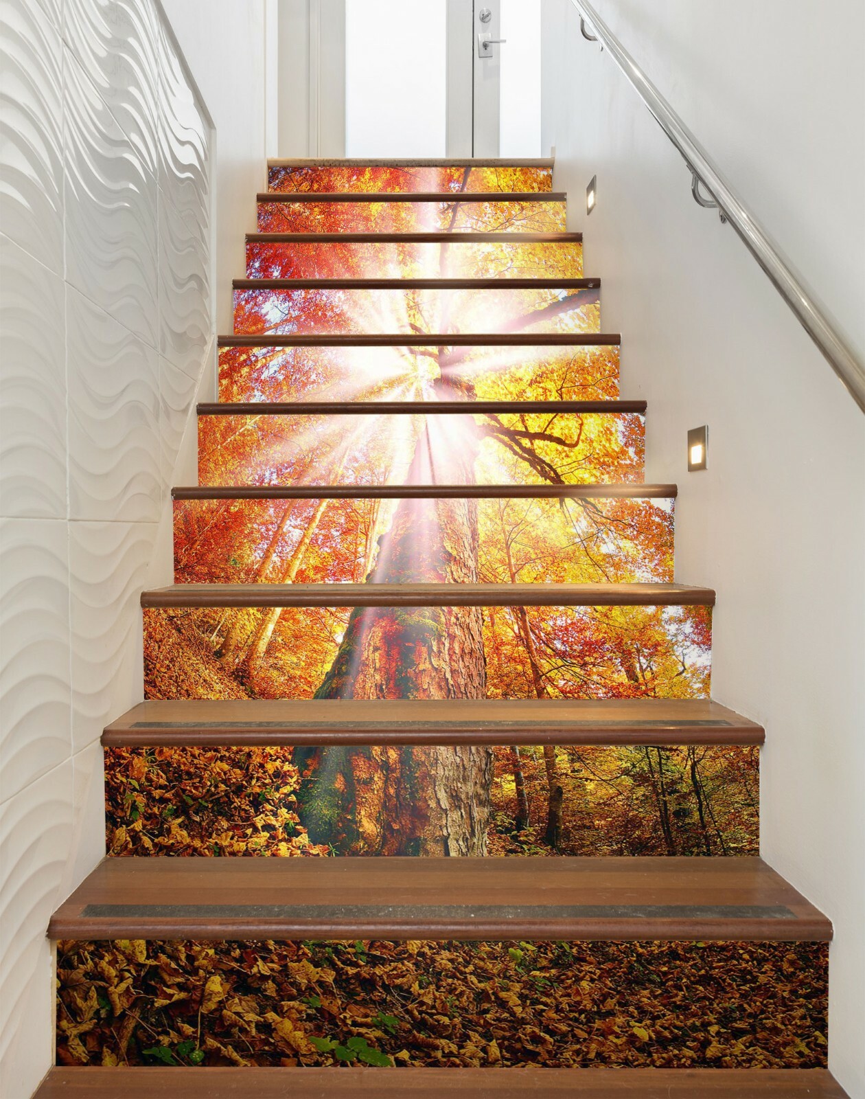 3D Sunshine Tree ZHU311 Stair Risers Decoration Photo Mural Vinyl Wallpaper Amy