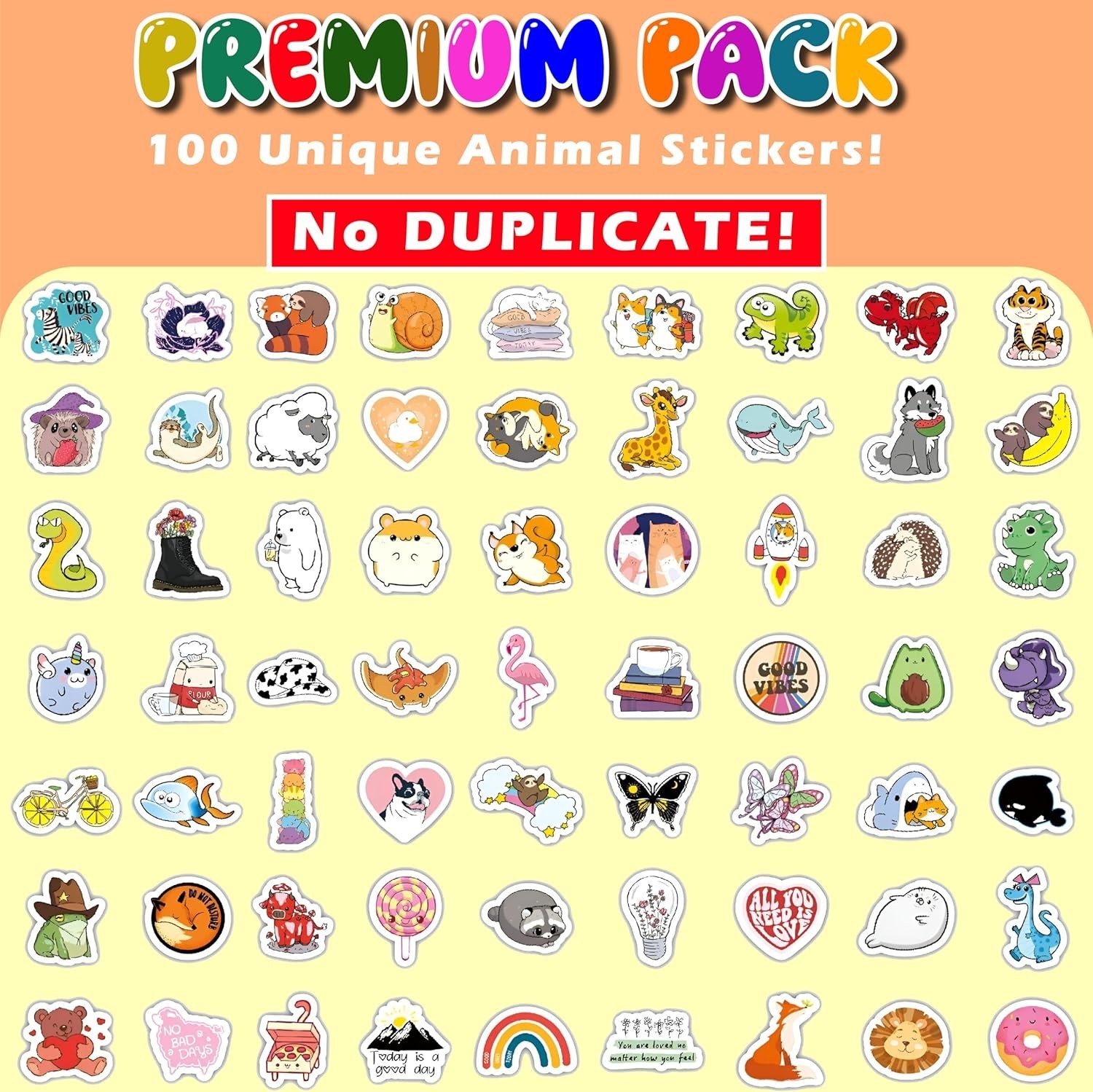 100 PCS Water Bottle Stickers for Kids Waterproof Cute Stickers for Water Bottle
